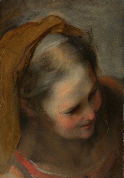 Vanhan naisen pää, joka katsoo alaoikealle tekijältä Federico Barocci