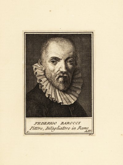 Muotokuva Federico Baroccista (noin 1535-1612), italialainen renessanssimaalari ja taidegraafikko tekijältä Federico Fiori (after) Barocci or Baroccio