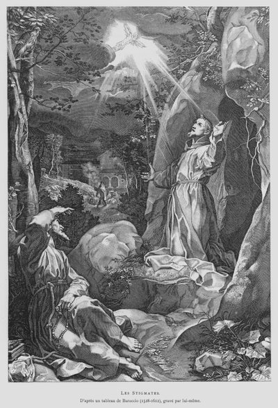 Pyhä Franciscus Assisilainen vastaanottaa stigmatansa tekijältä Federico Fiori (after) Barocci or Baroccio