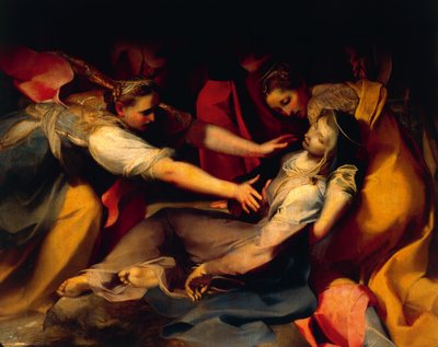 Neitsyen pyörtyminen, yksityiskohta "Ristin laskeutumisesta" tekijältä Federico Fiori Barocci or Baroccio