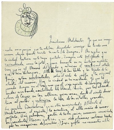 Nimikirjoituskirje Melchor Fernandez Almagrolle, Granada, tammikuun lopussa 1926 tekijältä Federico Garcia Lorca