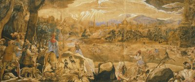 Metsästyskohtaus kuvitteellisella Firenzellä, kirjoittanut Federico Zuccaro (noin 1540-1609) tekijältä Federico Zuccaro