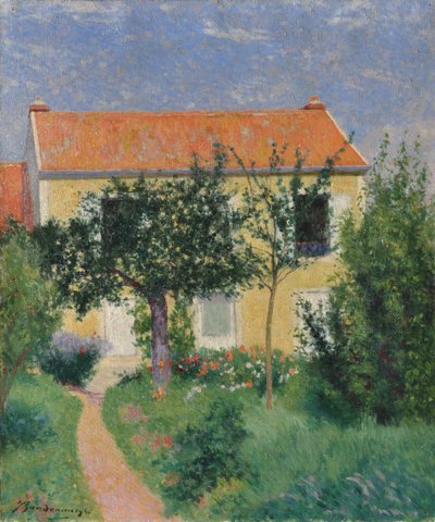 Punainen katto, noin 1882-83 (öljy kankaalle). tekijältä Federigo Zandomeneghi