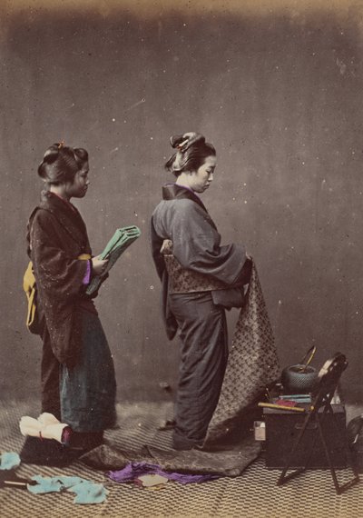 Obin tai vyön pukeminen, 1868. tekijältä Felice Beato