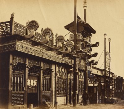 Kaupat ja katu, Pekinin kiinalainen kaupunki, lokakuu 1860 tekijältä Felice Beato
