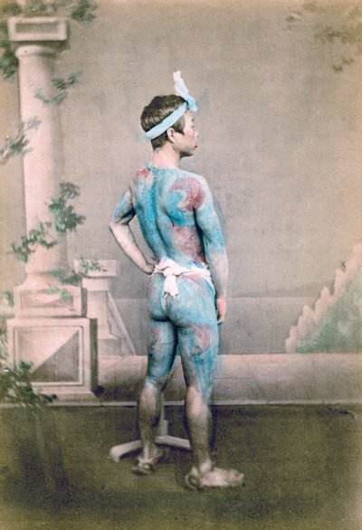 Tatuoitu japanilainen sulhanen betto, Japani, 1882 tekijältä Felice Beato