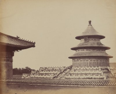 Taivaan temppeli paikasta, jossa papit poltetaan, Kiinan kaupungissa... lokakuussa 1860. tekijältä Felice Beato