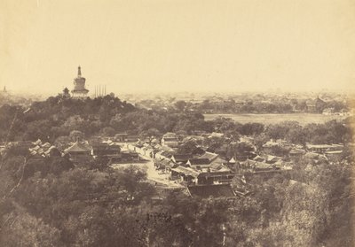 Näkymä puutarhoihin ja buddhalaistemppeliin, Peking, lokakuu 1860 tekijältä Felice Beato