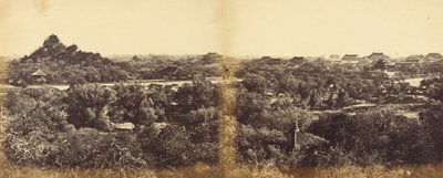 Näkymä keisarillisesta talvipalatsista Pekinissä, jossa näkyy keinokukkula, 29. lokakuuta 1860, 1860. tekijältä Felice Beato