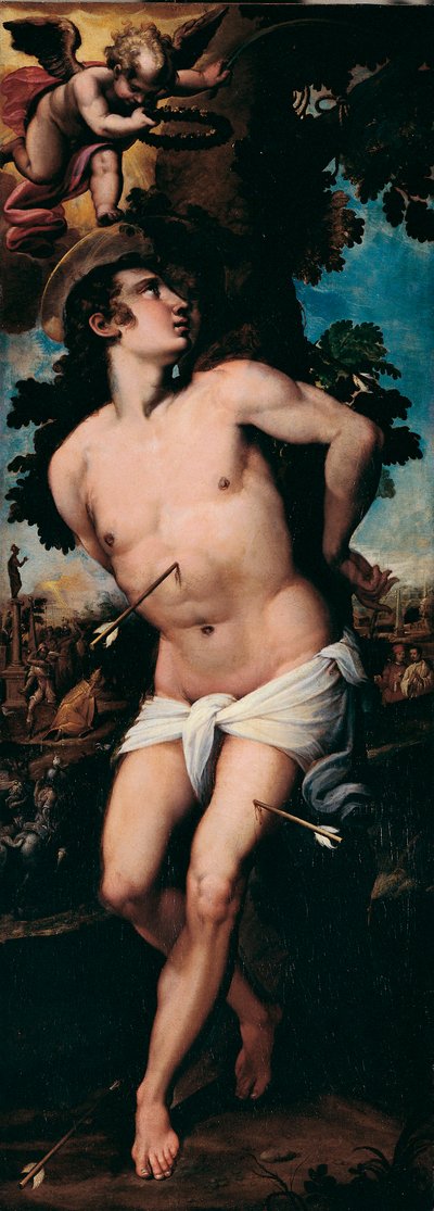 Pyhän Sebastianin marttyyrikuolema Felice Riccio dit Brusasorzin maalaus (1539-1605) 1500-luvun yksityinen kokoelma tekijältä Felice Brusasorci