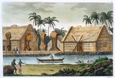 "Tamahamahin hauta Kaiakakooassa, Sandwichsaaret", c1820-1839 tekijältä Felice Campi