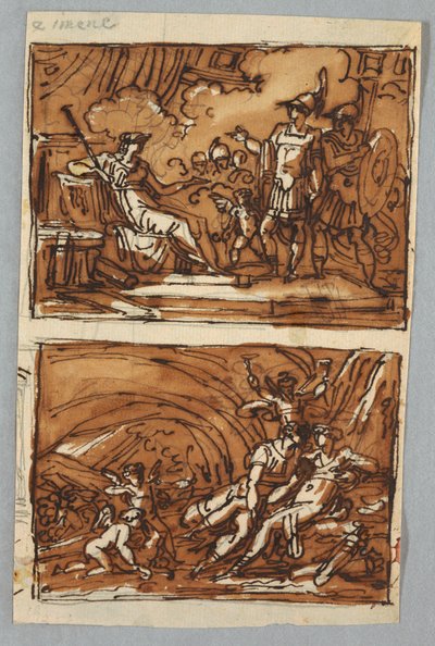 Aeneas ja Achates ennen Didoa; Aeneaksen ja Didon rakkaus tekijältä Felice Giani