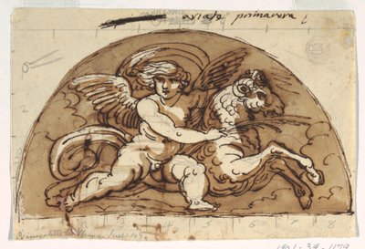 Ares, Lunette for Ceiling, Kahdeksankulmainen huone, Palazzo Milzetti, Faenza tekijältä Felice Giani