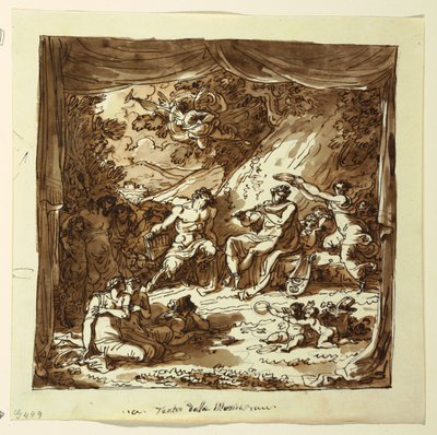 Design Stage Curtain: Apollo ja Marsyas, Palazzo Conti-Sinibaldi, Faenza tekijältä Felice Giani