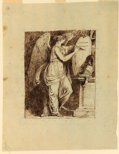 Piirros, Siivekäs voitto, jossa kilpeen on merkitty päivämäärä 1805, 1805 tekijältä Felice Giani