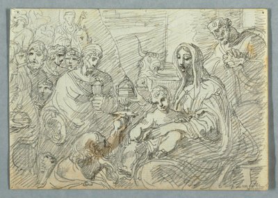 Piirros, Magi Adoration of the Magi tutkimus Lodovico Carracci, 1800-1820. tekijältä Felice Giani