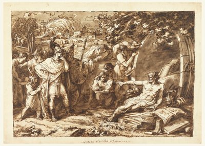 Piirros, Aleksanteri Suuri ja Diogenes, 1820-22 tekijältä Felice Giani