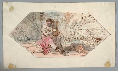 Piirros, Apollo vartioi kuningas Admetuksen karjaa, 1780-1800. tekijältä Felice Giani
