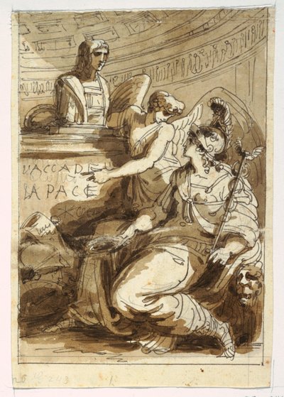 Piirustus, Accademia della Pace -akatemian muistomerkki, 1810-20 tekijältä Felice Giani