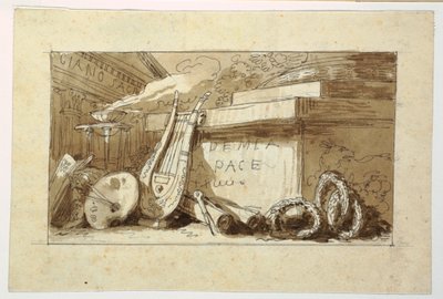 Piirustus, Accademia della Pace -akatemian muistomerkki, 1810-20 tekijältä Felice Giani
