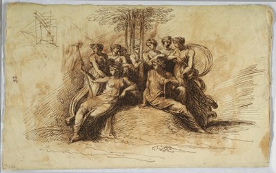 Piirros, Felice Gianin omakuva; recto:  1700-luvun loppupuoli - 1800-luvun alku. tekijältä Felice Giani
