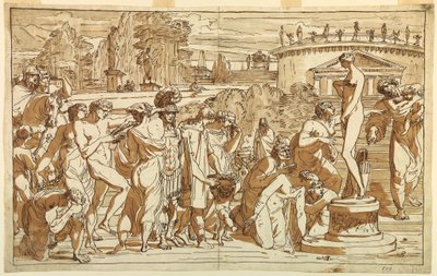 Piirros, Venuksen palvonta klassisessa maisemassa, n. 1820. tekijältä Felice Giani