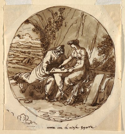Numa Pompilius ja Egeria, Sala di Numa Pompilius, Palazzo Milzetti, Faenza tekijältä Felice Giani
