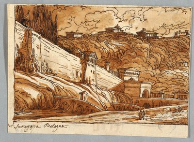 Luonnoskirjasivu, Folio 57: Tutkimus Porta di Saragossan jälkeen Bolognassa; Verso, arkkitehtoniset yksityiskohdat tekijältä Felice Giani