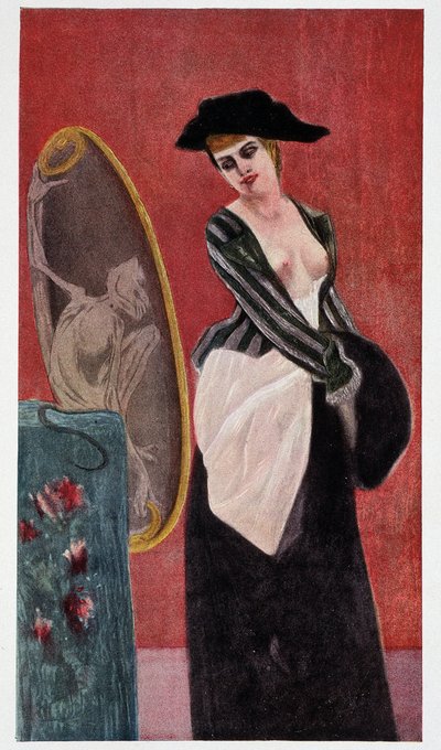 Covetteryn demoni: hirvittävä heijastus naisesta, joka katsoo itseään peilistä, Rudolf Kleinin "Felicien Rops". tekijältä Félicien Rops