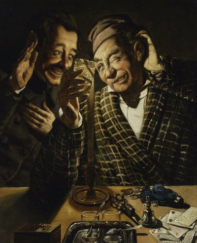 Candlelight Players - Gamblers kynttilänvalossa, Peczarski, Feliks (1804-1862). Öljy kankaalle, koko: 75,5x62 tekijältä Feliks Peczarski