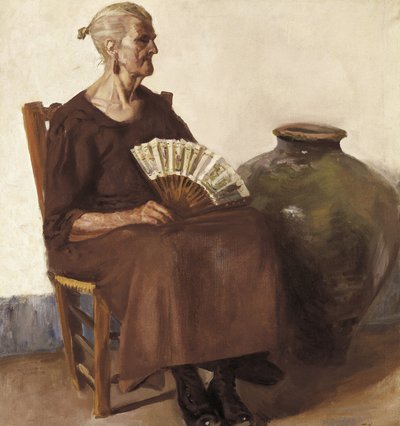 Istuva nainen, 1900-luku (öljy kankaalle) tekijältä Felipe Abarzuza y Rodriguez de Arias