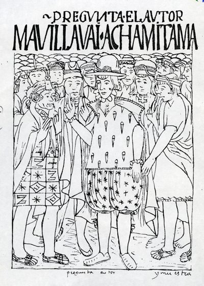Poma de Ayala tiedustelee muinaisen Perun historiaa. tekijältä Felipe Huaman Poma de Ayala