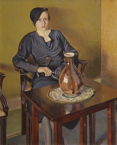 Nainen maljakon kanssa, n. 1929 (öljy kankaalle) tekijältä Feliu Elias Bracons