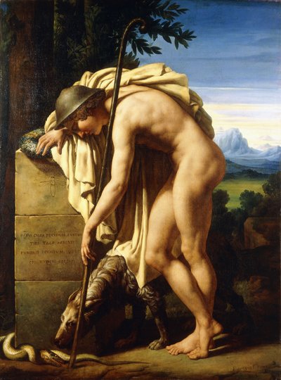 Paimen itkemässä sääskälle pystytetyllä haudalla, 1808 tekijältä Felix Boisselier