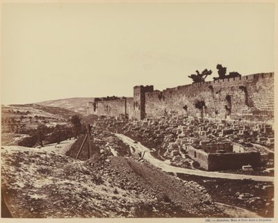 Jerusalem. Jerusalemin muurit ja Kultainen portti. tekijältä Félix Bonfils