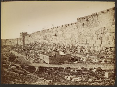 Muuri ja Kultainen portti Jerusalemissa tekijältä Félix Bonfils