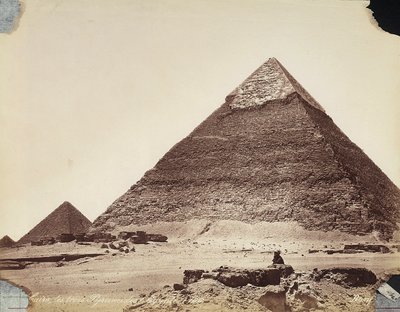 Kolme pyramidia: Cheops, Chefren ja Mycerinus, Gizan nekropolis, Egypti tekijältä Félix Bonfils