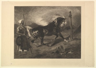 Arabialainen hevonen vaakalaudalla Delacroix