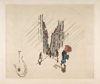 Koriste lautaselle: Rain, 1870. tekijältä Felix Bracquemond