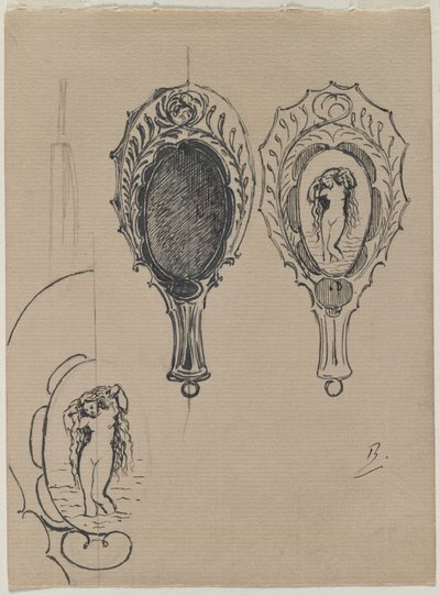 Suunnittelu käsipeiliin, c. 1900-1902. tekijältä Felix Bracquemond