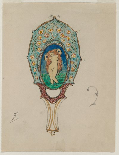 Suunnittelu käsipeiliin, c. 1900-1902. tekijältä Felix Bracquemond
