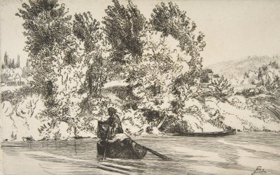 Kalastaja verkon kanssa, 1868. tekijältä Felix Bracquemond
