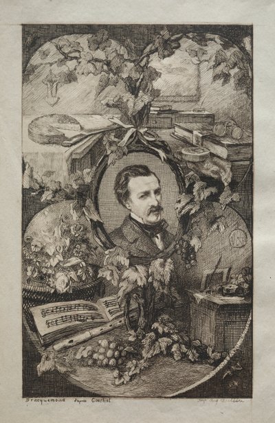 Etukappale "Champfleuryn uudet teokset, Luonnon ystävät:" Champfleuryn muotokuva Gustave Courbetin mukaan tekijältä Felix Bracquemond