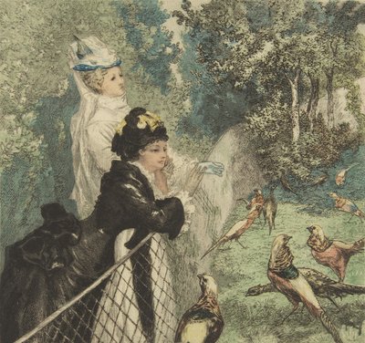 Eläintarhassa n. 1873. tekijältä Felix Bracquemond