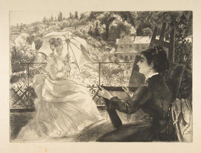 Villa Brancasin terassi, 1876. tekijältä Felix Bracquemond