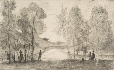 Bois de Boulogne -järvi, noin 1858. tekijältä Felix Bracquemond