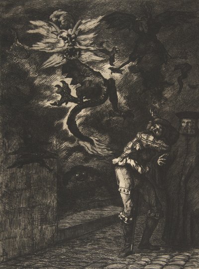 Panurge lähtee Raminagrobisista, 1854-55. tekijältä Felix Bracquemond
