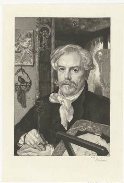 Kirjailija Edmond de Goncourtin muotokuva Edmond de Goncourtin muotokuva tekijältä Felix Bracquemond