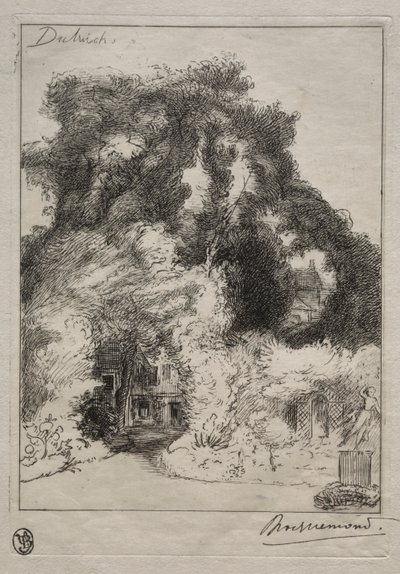 The Garden of the Inn Dulwichissa, n. 1870. tekijältä Felix Bracquemond