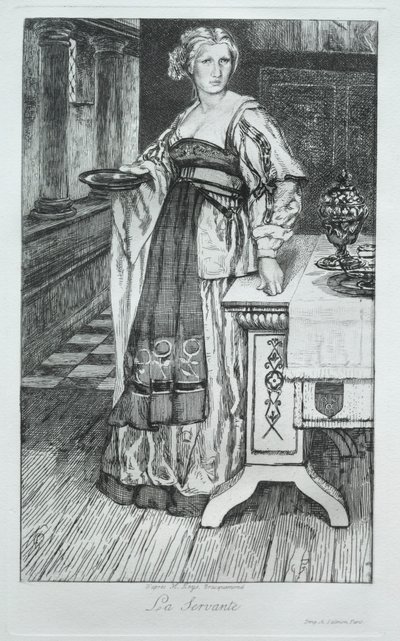 Maidservant, H. Leysin mukaan, 1868. tekijältä Felix Bracquemond